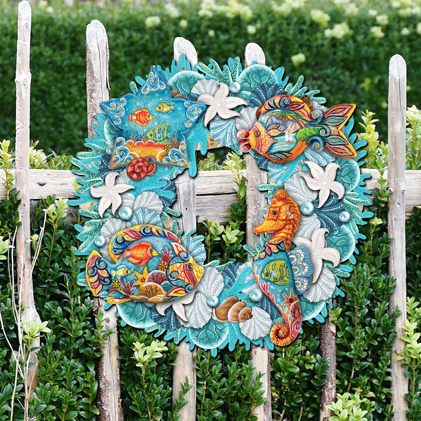 Coastal Sea Creatures Holiday Door Wreath by G. DeBrekht - Coastal Holiday Decor - 8185306-3H-1