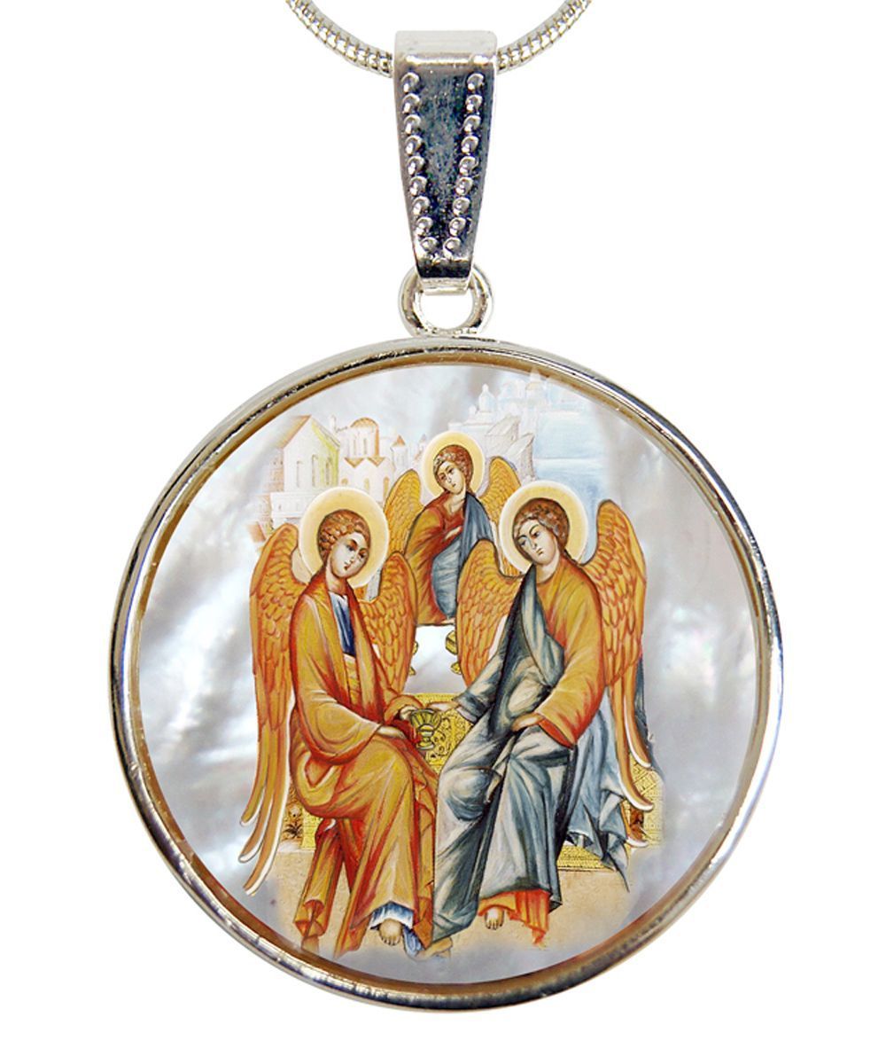 Old Testament Trinity Silver Plated Mother of Pearl Necklace Jewelry - 43015-1