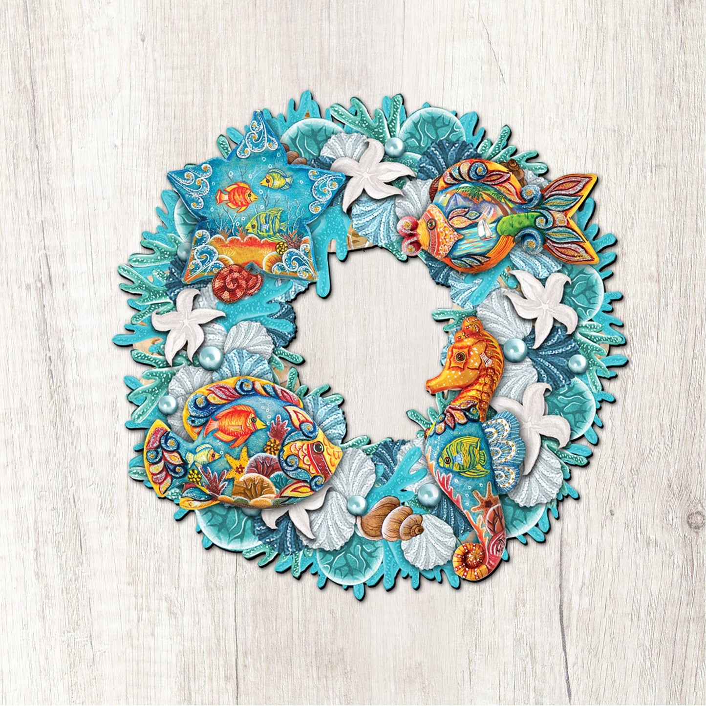 Coastal Sea Creatures Holiday Door Wreath by G. DeBrekht - Coastal Holiday Decor - 8185306-3H-3