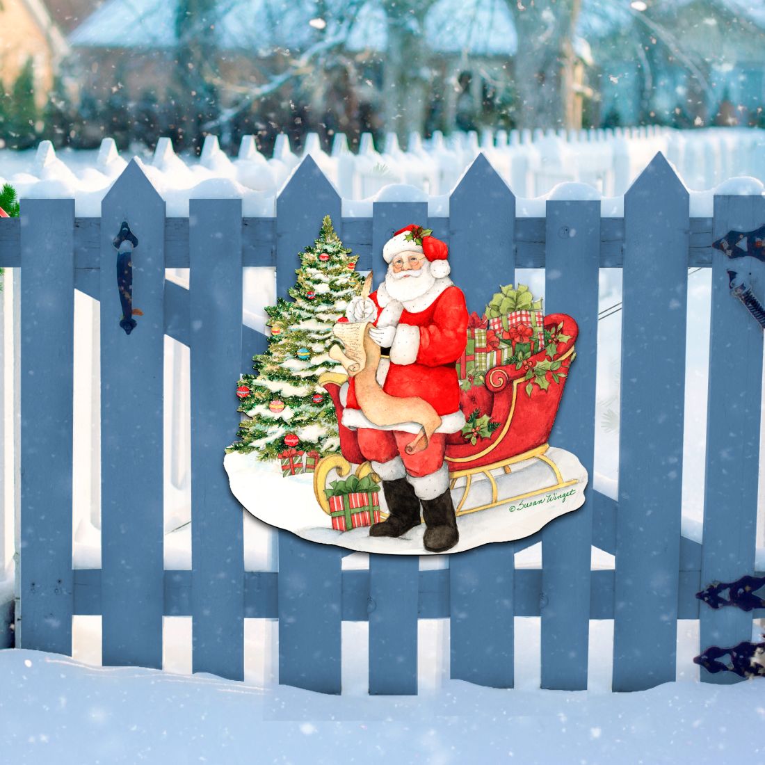 Christmas Wishlist Santa Door Decor by Susan Winget - Christmas Santa Snowman Decor - 8471101H-SW-3