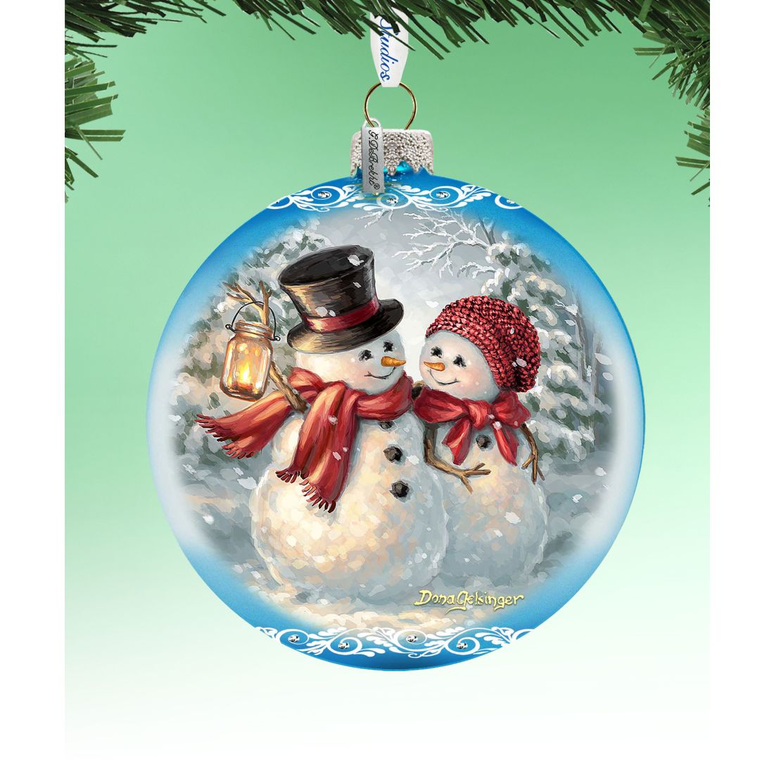 Snow Much in Love Glass Ornament Limited Edition by D. Gelsinger - Christmas Santa Snowman Decor - 73889-1708-2