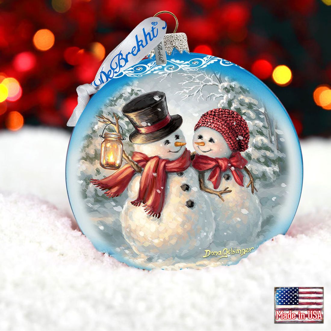 Snow Much in Love Glass Ornament Limited Edition by D. Gelsinger - Christmas Santa Snowman Decor - 73889-1708-4
