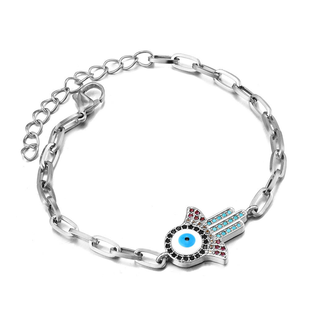 Euramerican Zircon Evil Eye Bracelet Lady