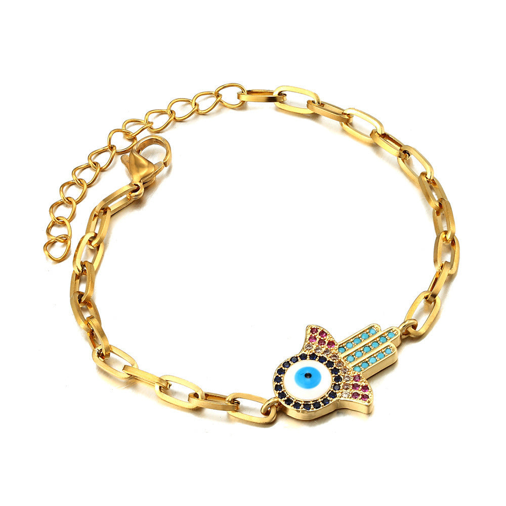 Euramerican Zircon Evil Eye Bracelet Lady