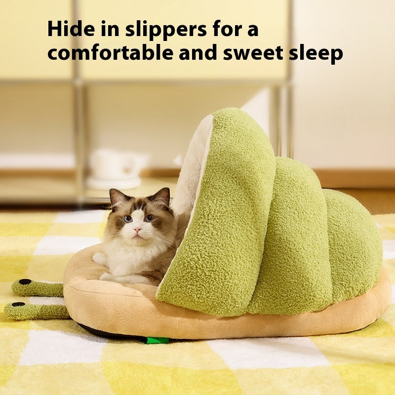 Warm Cat Semi-closed Snail Slippers Nest Pet Products