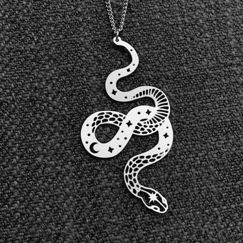 GoldenSilver Brass Snake Hollow Necklace