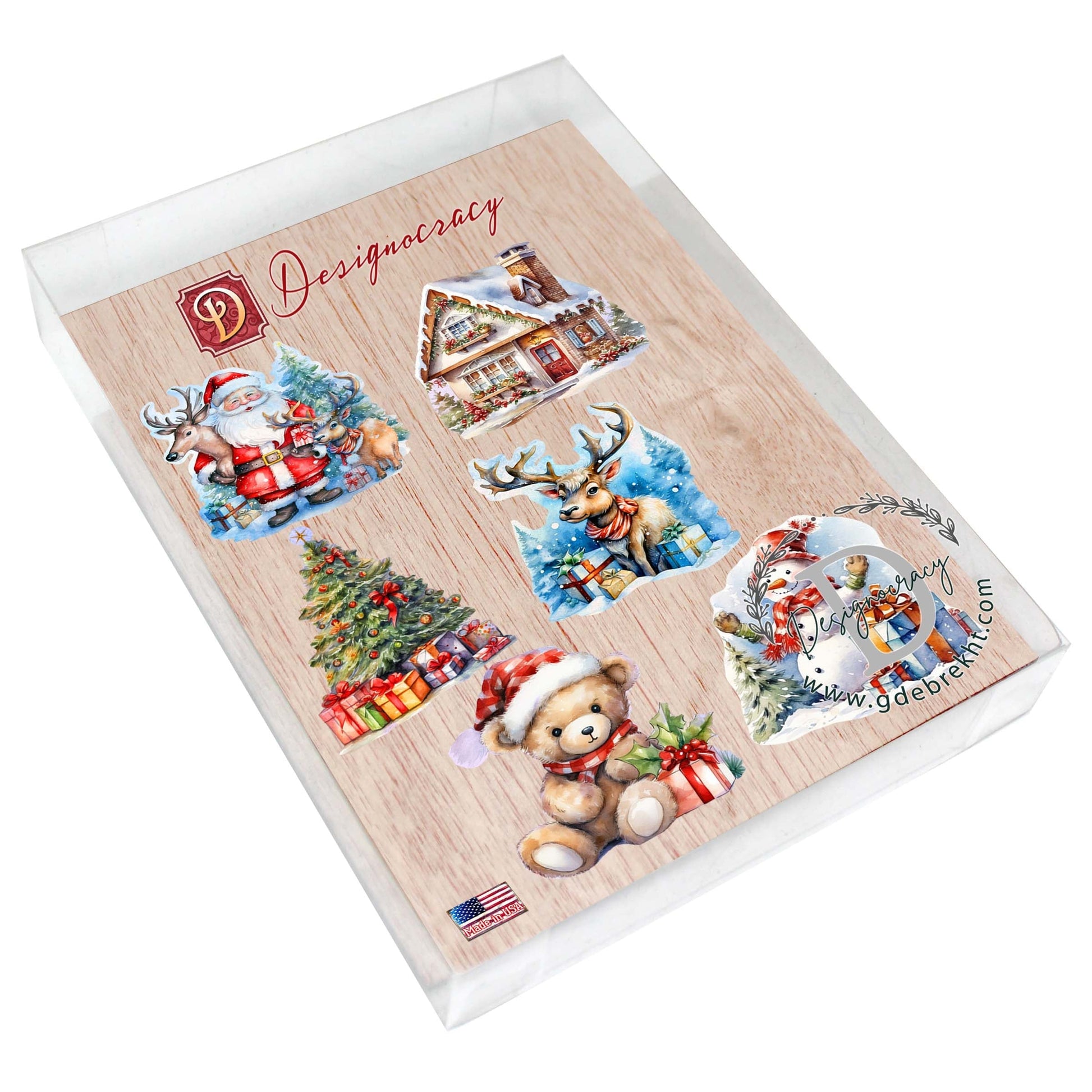Christmas Is Here Decorative Wooden Magnets Set of 6 by G. Debrekht - Christmas Decor - 8090028G-S6-1
