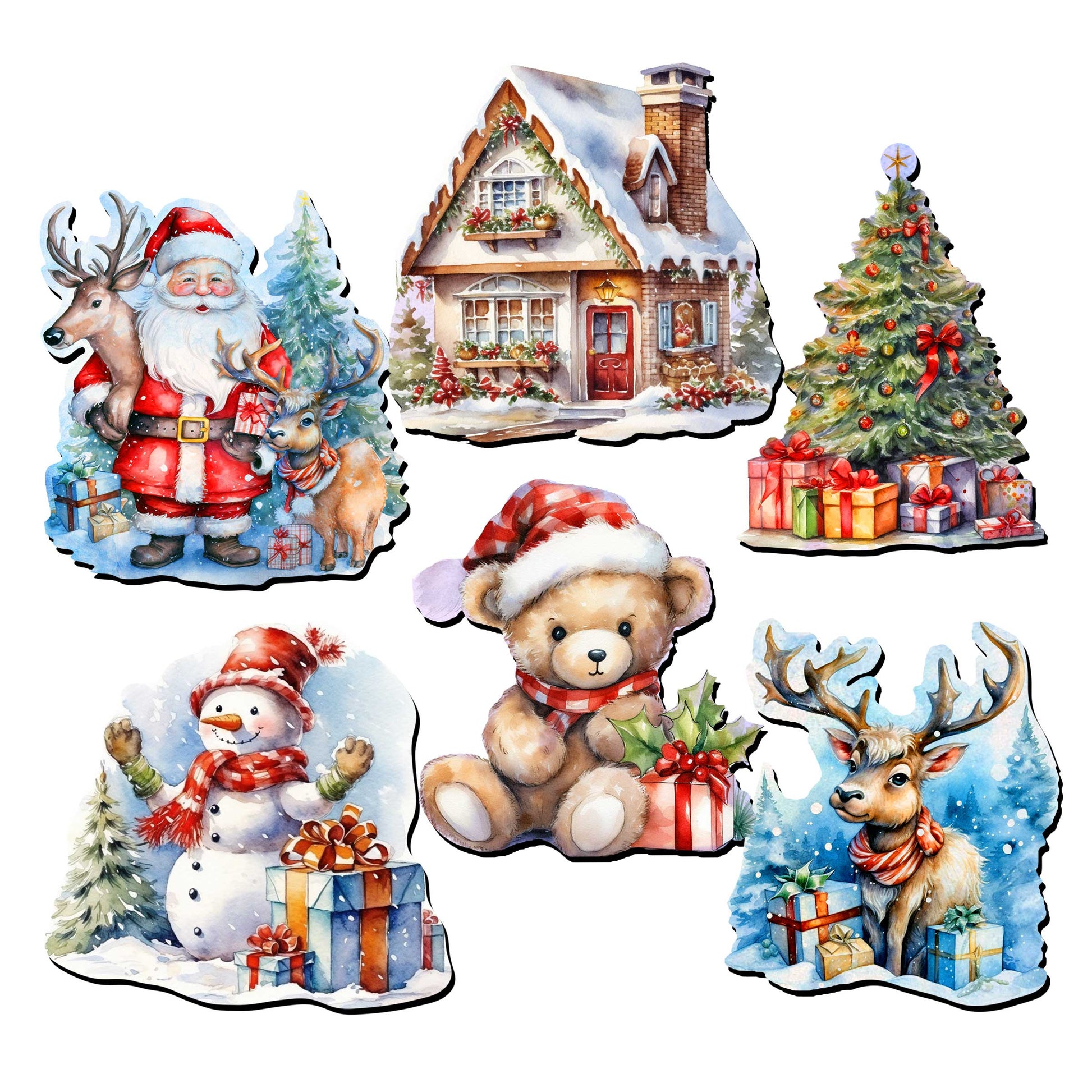 Christmas Is Here Decorative Wooden Magnets Set of 6 by G. Debrekht - Christmas Decor - 8090028G-S6-4
