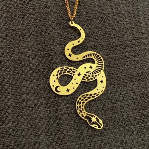 GoldenSilver Brass Snake Hollow Necklace